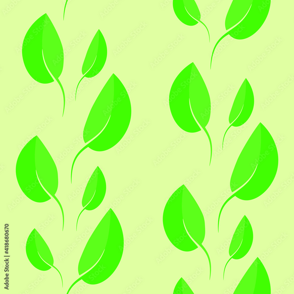 Naklejka premium green leaves seamless pattern
