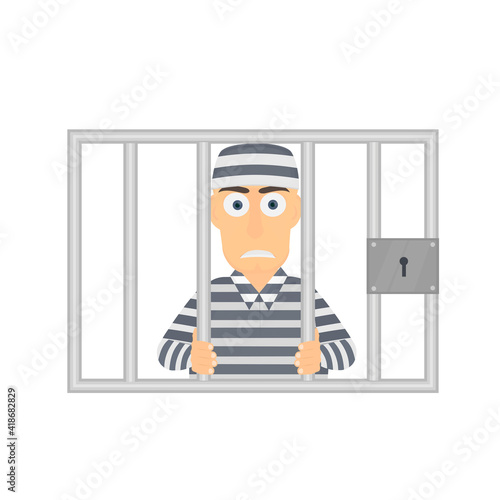 Prisoner. Arrested in prison, vector illustration