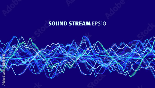 Sound wave. Abstract geometric sound equalizer background. Wave flow. Data chart. Big data analytic