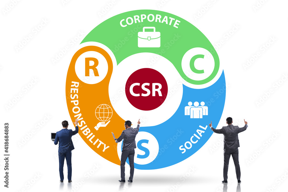 Concept of CSR - corporate social responsibility with businessma Concept of CSR - corporate social responsibility with businessma
