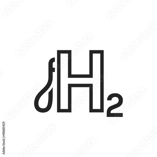 hydrogen fuel line icon. filling station symbol. eco friendly and alternative energy symbol