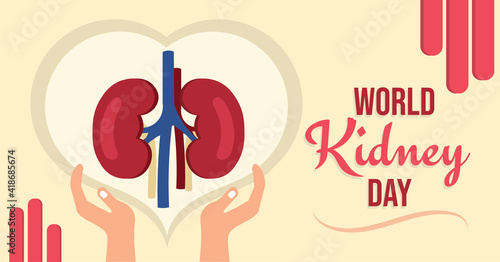 World kidney day healthcare medical campaign poster, vector image