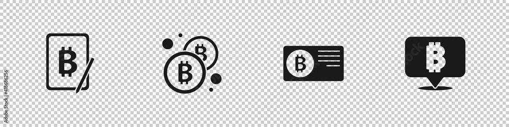 Set Mining bitcoin from tablet, Bitcoin, Credit card with and icon. Vector. Set Mining bitcoin from tablet, Bitcoin, Credit card with and icon. Vector.