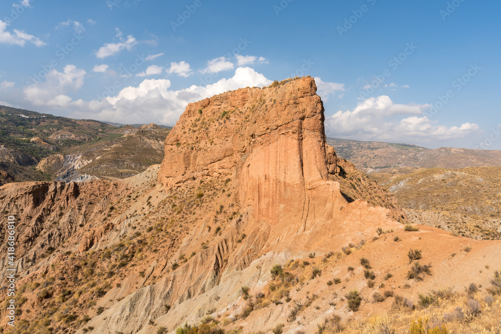 mountainous and eroded landscape in southern Spain