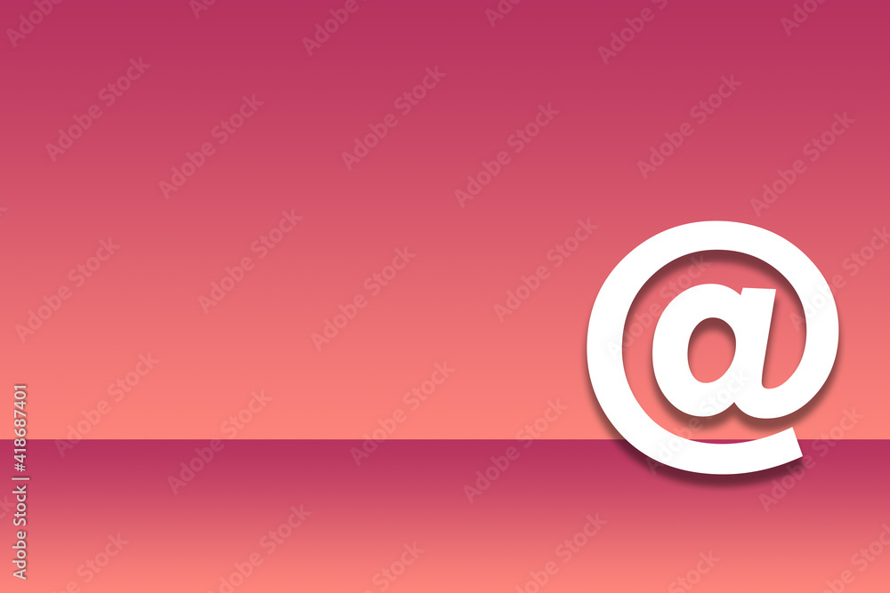 Breiter Hintergrund oder Banner mit einem roten Farbverlauf und einem großen @ Zeichen Breiter Hintergrund oder Banner mit einem roten Farbverlauf und einem großen @ Zeichen