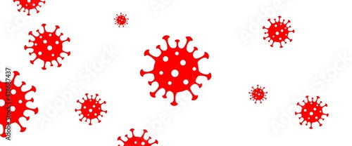 Coronavirus red cell silhouettes on a white background. 2019 Covid-19 outbreak vector illustration