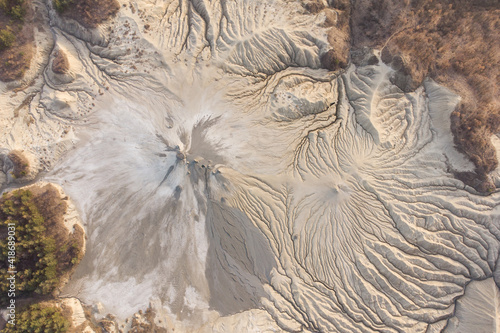 Aerial View Over Active Mud Volcanoes, Muddy Volcanoes Reservation. Buzau - Romania