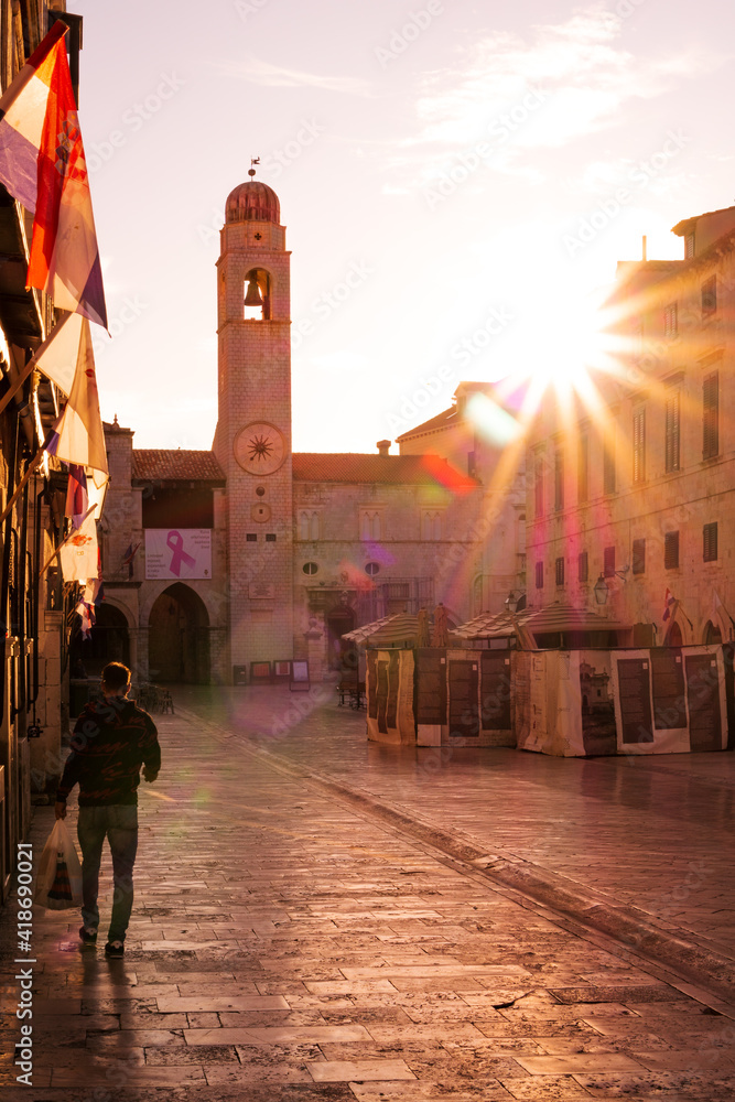 Bell Tower in the morning - Dubrovnik - obrazy, fototapety, plakaty 