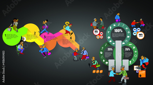 Business concept for internet banners, social media banners, headers of websites, vector illustration 
