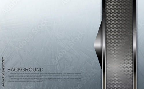 Light textured background, mesh curtain with a border, silhouette of an arrow, chaotically drawn dull silhouettes of abstract shapes