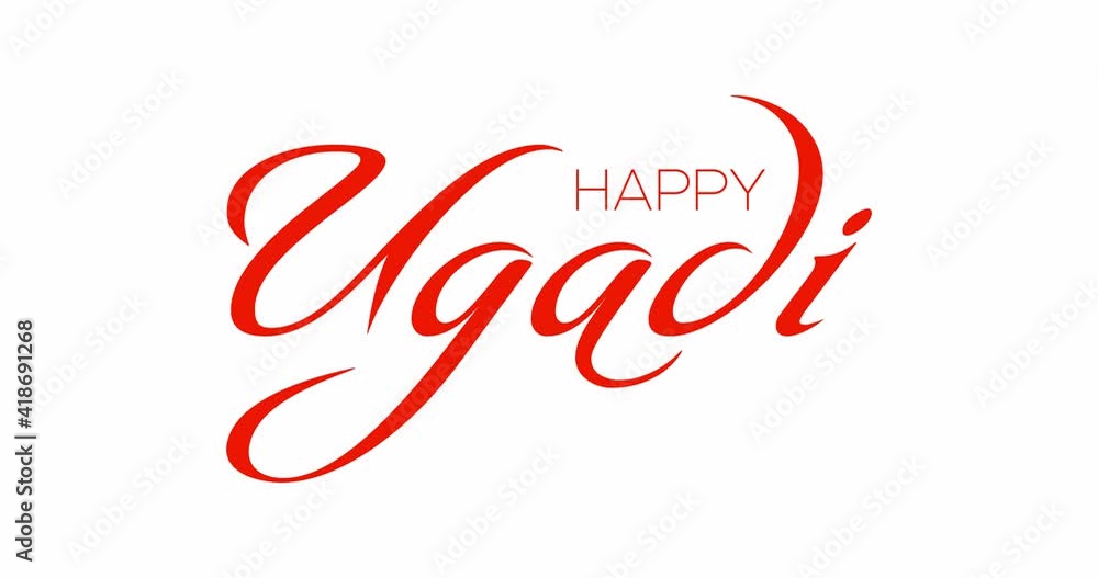 Happy Ugadi Animated Handwritten Text Isolated on White Background Happy Ugadi Animated Handwritten Text Isolated on White Background