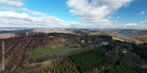 Kahlschlag in den Wäldern rund um den Homertturm - Sauerland, Ebbegebirge, Nähe Versetalsperre, A 45 photo