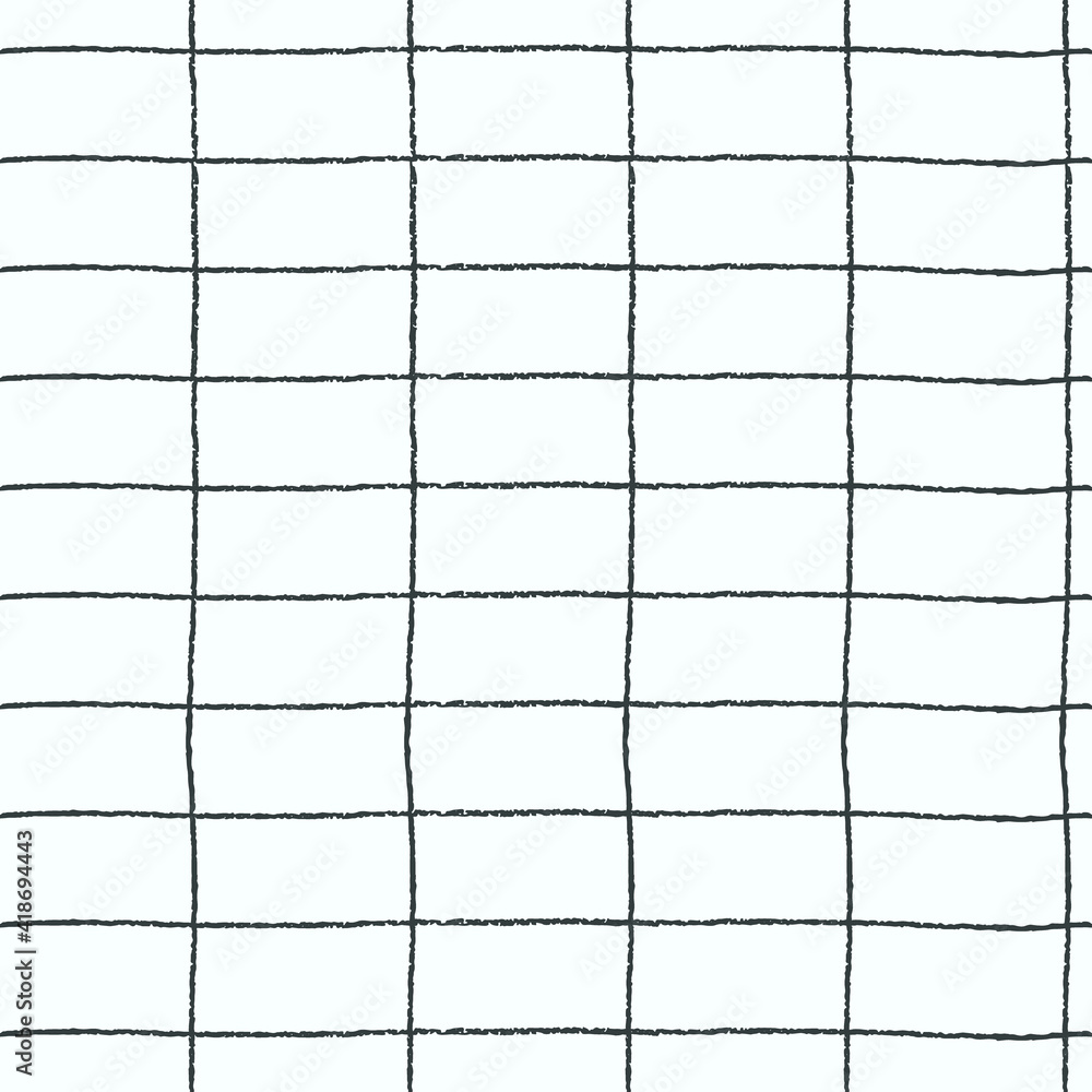 Seamless checkered repeating pattern with hand drawn grid. White plaid ...
