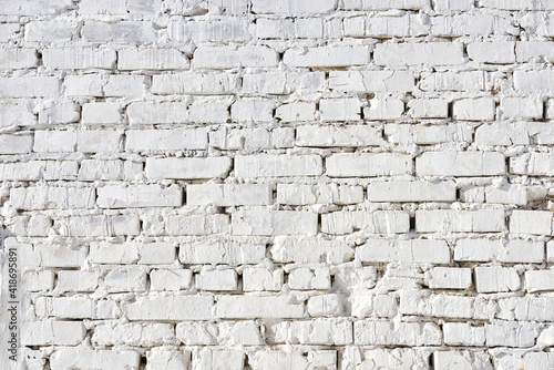 The texture of an old white brick wall. Close-up  pattern.