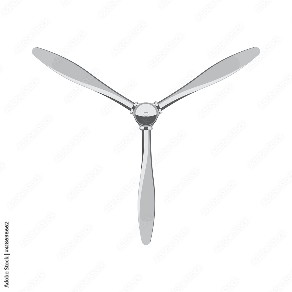 iron airplane propeller with 3 blades. Vector isolated on white background iron airplane propeller with 3 blades. Vector isolated on white background