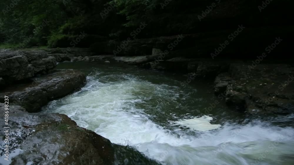 Guy Jumps into River Pool at Waterfall in the forest. Guy jumping of a cliff into a River next to a waterfall I the forest. Guy Jumps into River Pool at Waterfall in the forest. Guy jumping of a cliff into a River next to a waterfall I the forest.