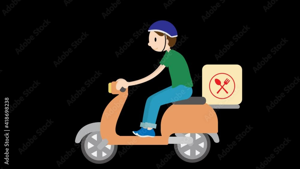 スクーターバイクに乗る配達員 スクーターバイクに乗る配達員