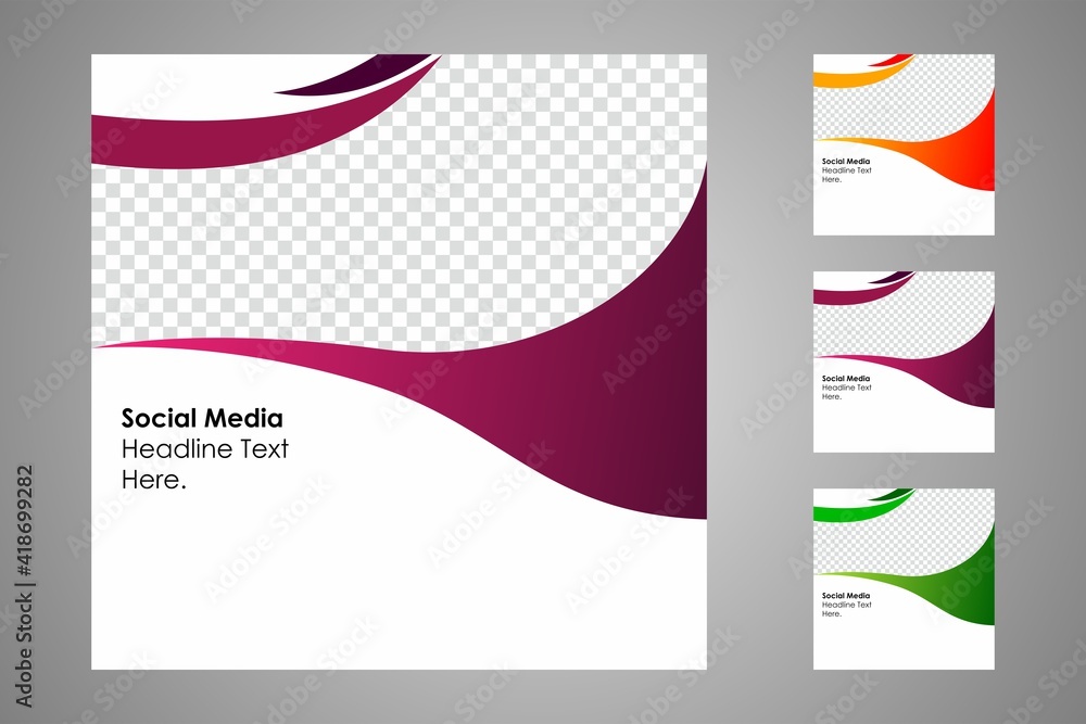 Naklejka premium New set of editable minimal banner templates. Suitable for social media posts and web or internet ads. Vector illustration with photo college.