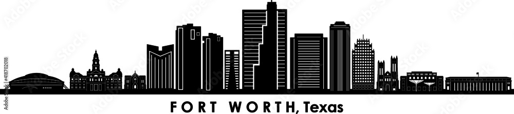 FORT WORTH Texas USA City Skyline Vector