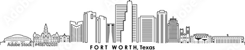 FORT WORTH Texas USA City Skyline Vector
