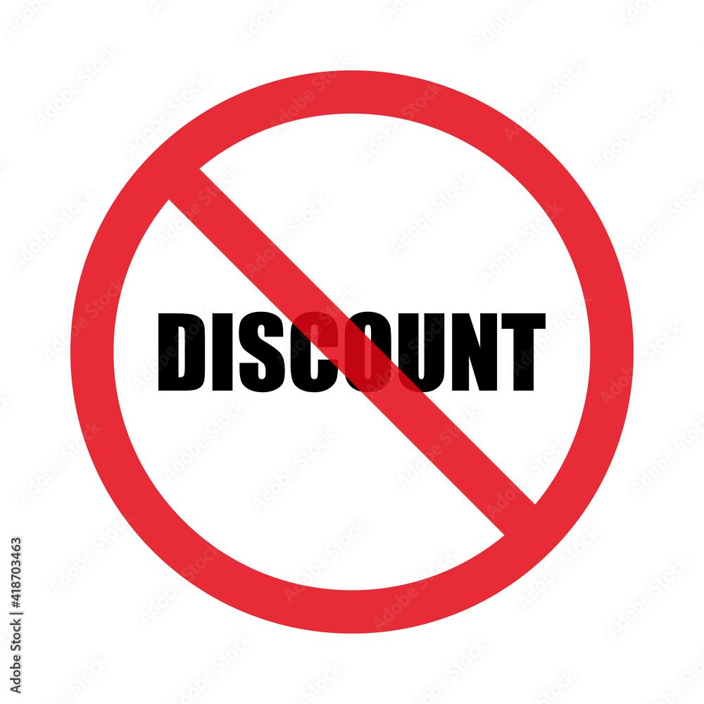 No used discount text sign. Isolated on white background. Flat style. Vector No used discount text sign. Isolated on white background. Flat style. Vector
