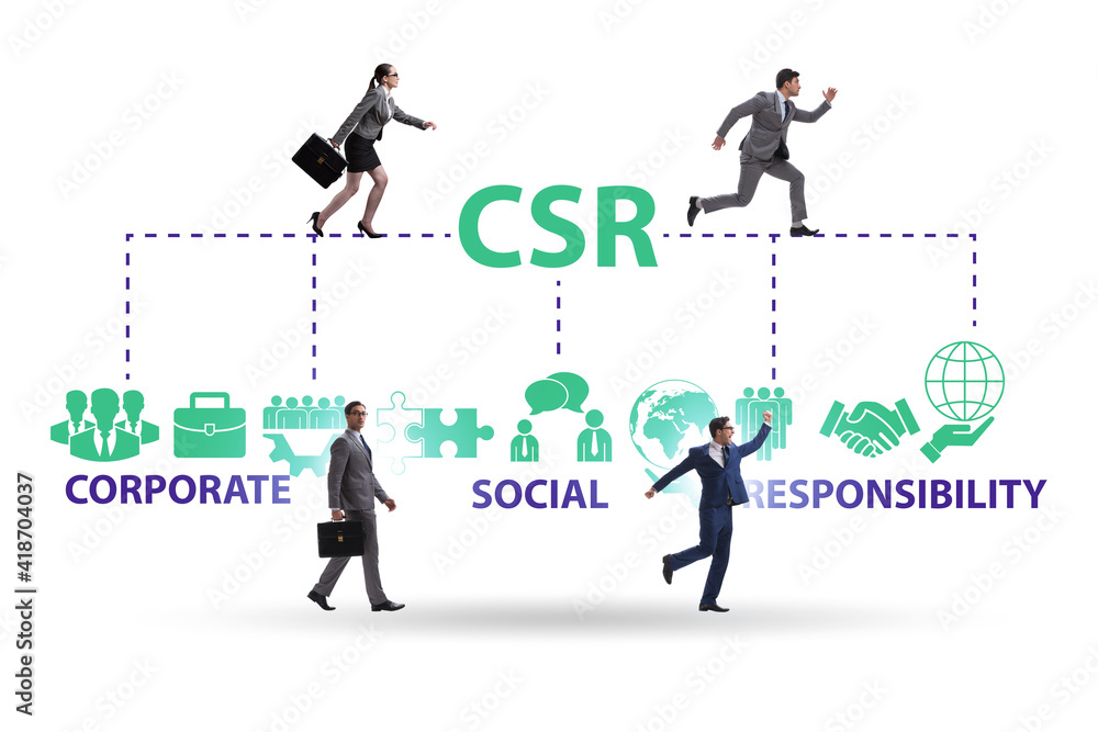 Concept of CSR - corporate social responsibility with businessma Concept of CSR - corporate social responsibility with businessma