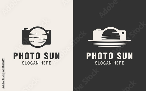 Camera and sun logo template suitable for travel companies