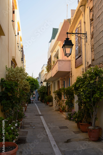 small street in Rethymno - city on Crete island (Greece)