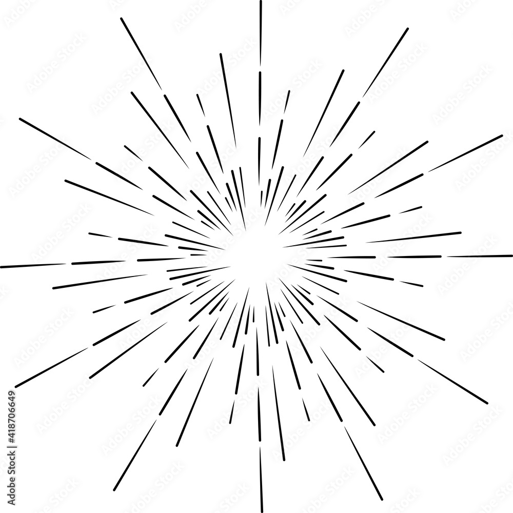 Obraz premium starburst hand drawn, vintage radial starburst, abstract line sunshine vector collection