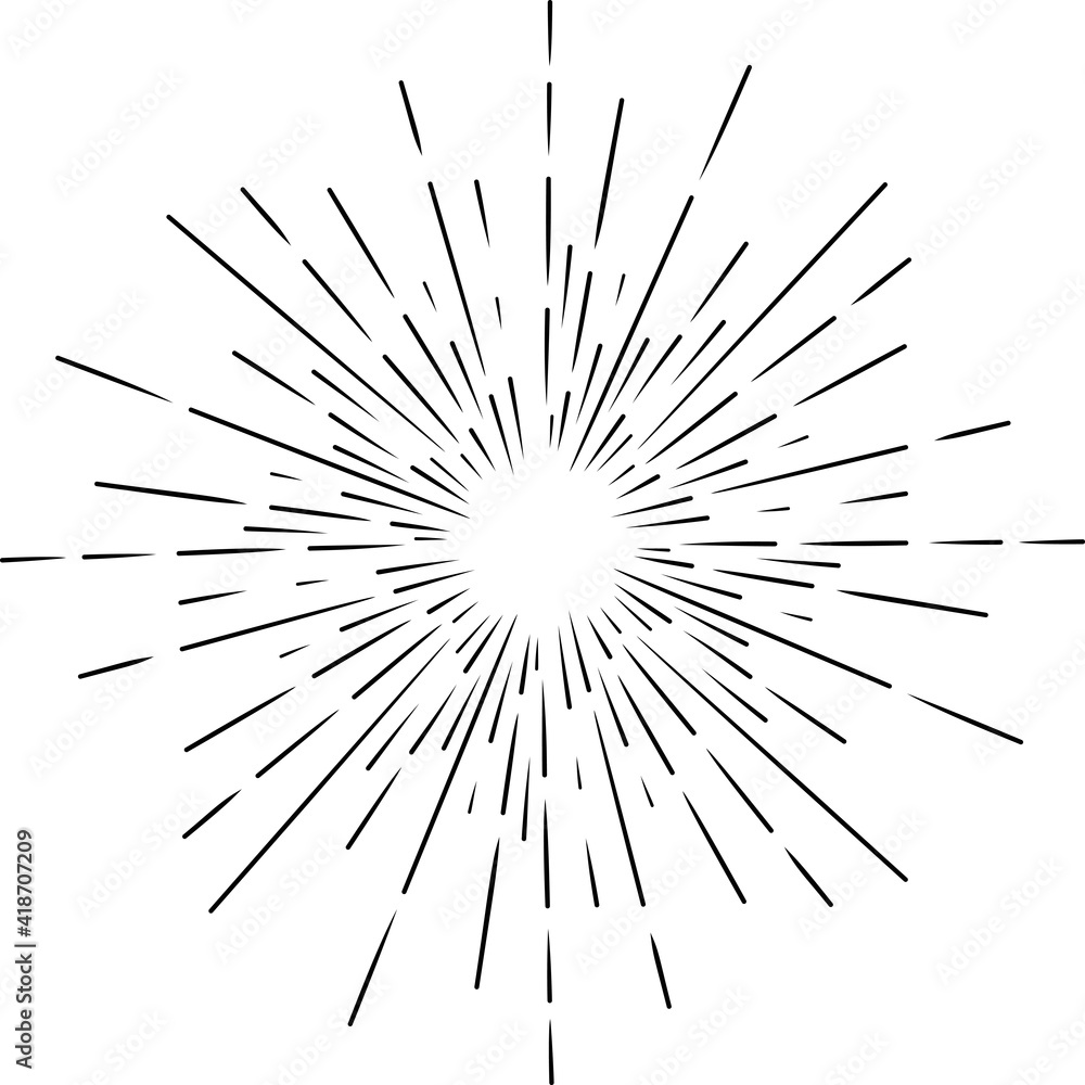 Obraz premium starburst hand drawn, vintage radial starburst, abstract line sunshine vector collection