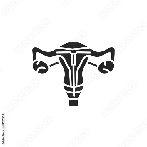 Contraceptive spiral black glyph icon. Intrauterine device. Birth control. Copper IUD. Safety sex sign. Pictogram for web page, mobile app. UI UX GUI design element. Editable stroke