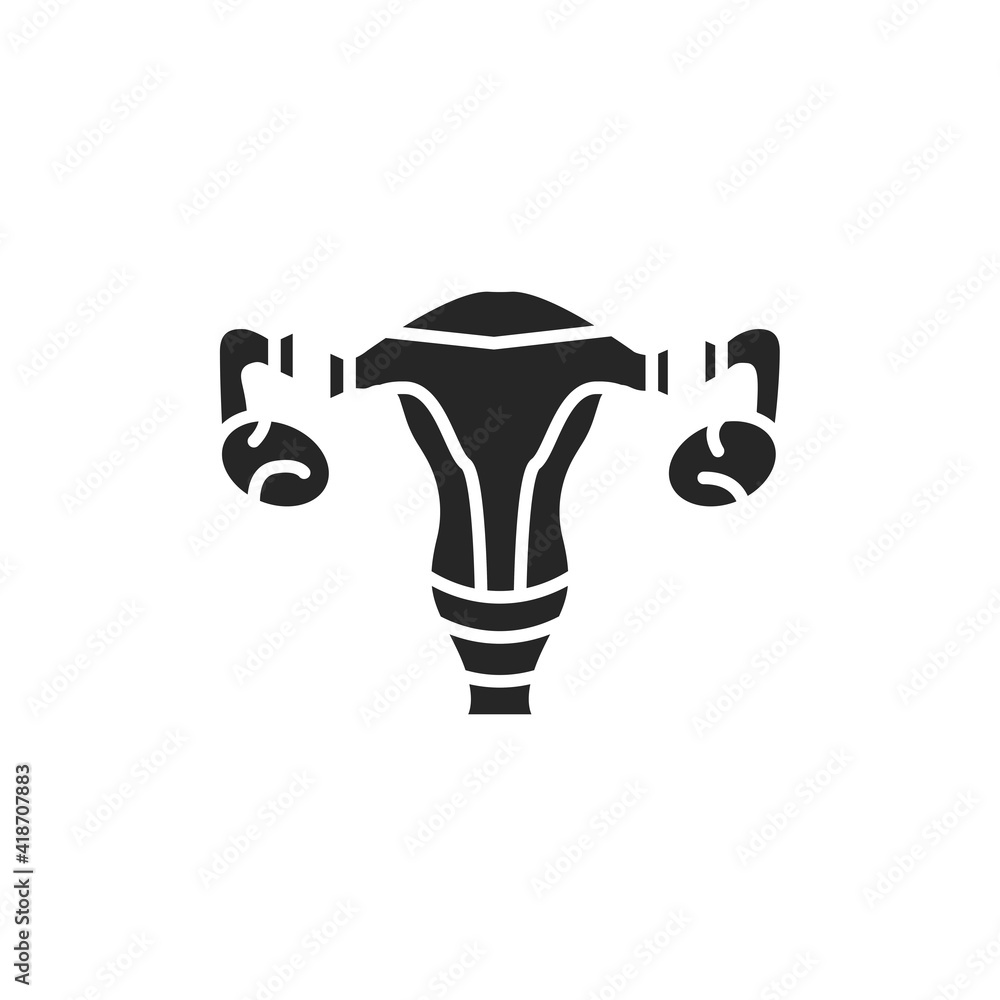 Female sterilization black glyph icon. Tubal ligation. Permanent contraception and birth control. Pictogram for web page, mobile app. Female sterilization black glyph icon. Tubal ligation. Permanent contraception and birth control. Pictogram for web page, mobile app.