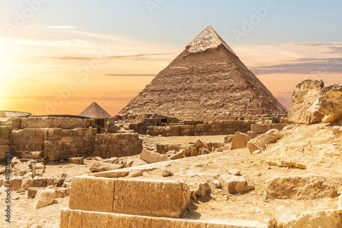 Ruins of ancient Egypt near the Pyramids of Giza