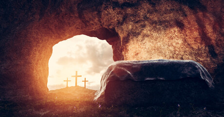 Tomb of Jesus Christ. Crucifixion And Resurrection. Religion, Easter theme.