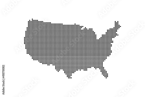 Dotted Style of white color United States map, white dotted USA map with shadows, vector, illustration, eps file