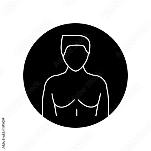Gynecomastia black glyph icon. Pictogram for web page, mobile app, promo. Editable stroke.
