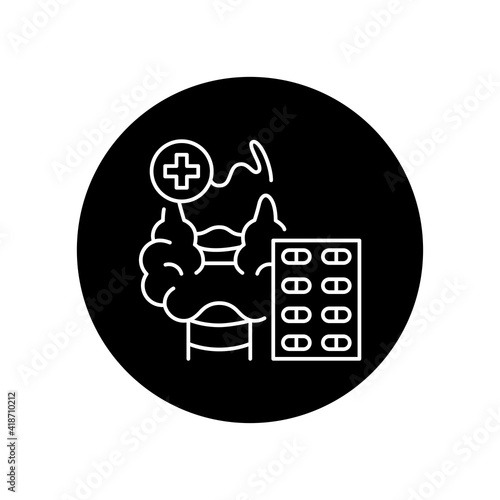 Thyroid treatment black glyph icon. Pictogram for web page, mobile app, promo. Editable stroke.