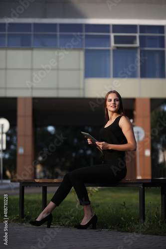 Girl with documents at a business meeting