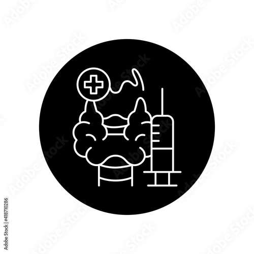 Injection treatment black glyph icon. Pictogram for web page, mobile app, promo. Editable stroke.