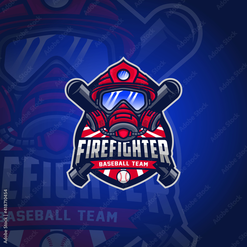 Firefighter Mascot Logo Design For Baseball Club