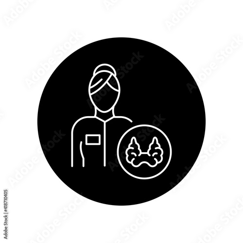 Endocrinologist doctor black glyph icon. Pictogram for web page, mobile app, promo. Editable stroke.