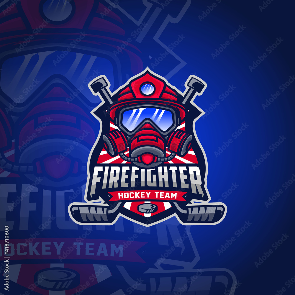 Firefighter Mascot Logo Design For Hockey Club