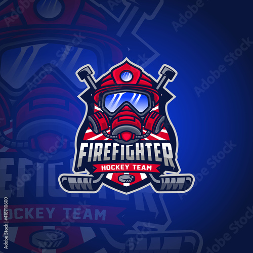Firefighter Mascot Logo Design For Hockey Club