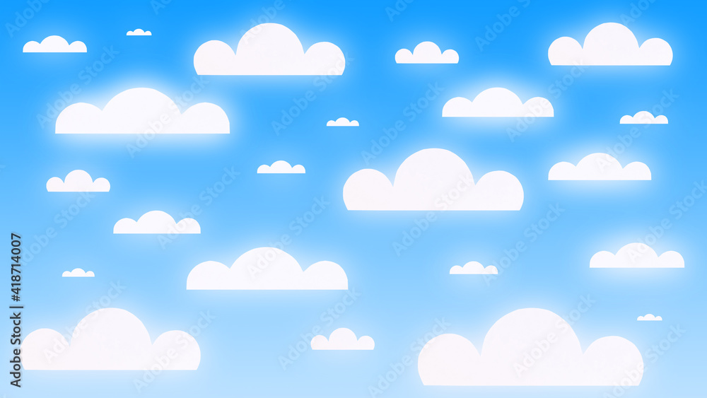 3d illustration of a bright blue sky with paper clouds. Bright summer blue sky background with paper clouds. 3d illustration of a bright blue sky with paper clouds. Bright summer blue sky background with paper clouds.