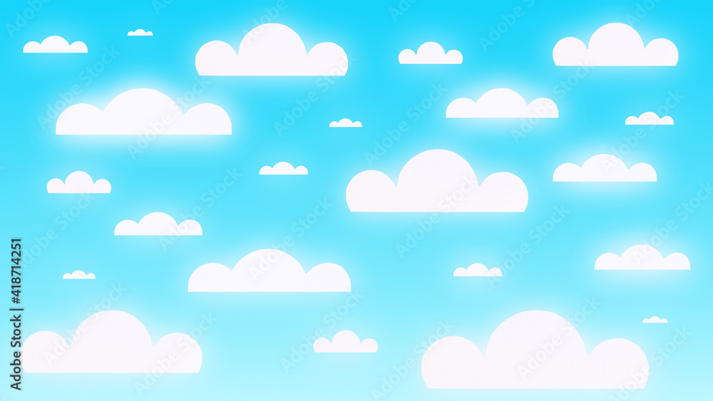 3d illustration of a bright blue sky with paper clouds. Bright summer blue sky background with paper clouds. 3d illustration of a bright blue sky with paper clouds. Bright summer blue sky background with paper clouds.