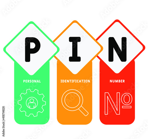 PIN - Personal Identification Number acronym. business concept background.  vector illustration concept with keywords and icons. lettering illustration with icons for web banner, flyer, landing page