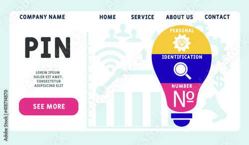 Vector website design template . PIN - Personal Identification Number  business concept background. illustration for website banner, marketing materials, business presentation