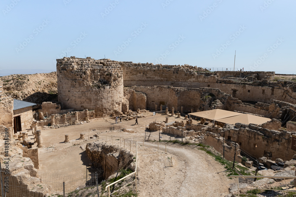 Fototapeta premium Courtyard ruins of the palace of King Herod - Herodion in the Judean Desert, in Israel
