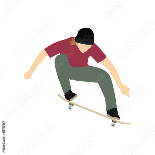 Flat character skateboard vector graphics