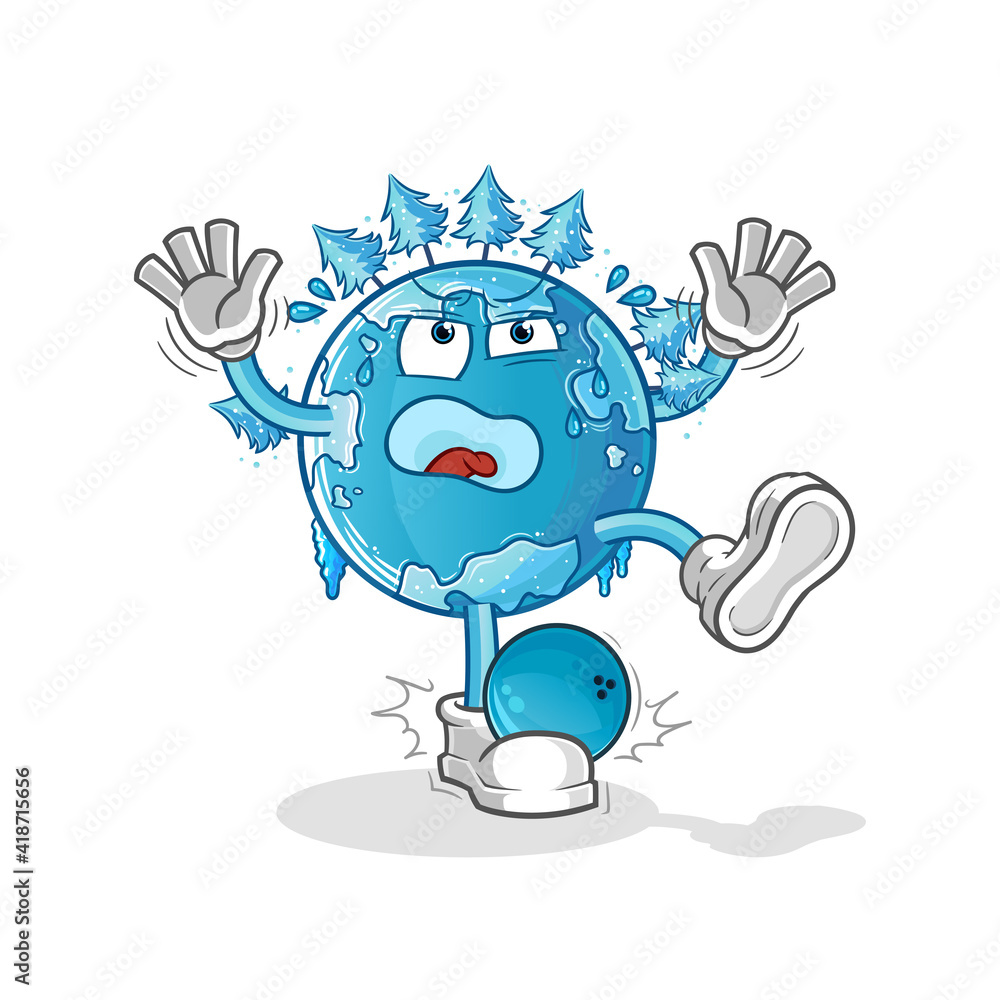 winter earth hiten by bowling cartoon. cartoon mascot vector winter earth hiten by bowling cartoon. cartoon mascot vector